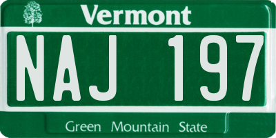 VT license plate NAJ197