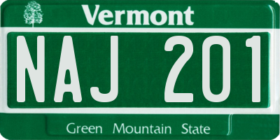 VT license plate NAJ201