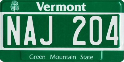 VT license plate NAJ204