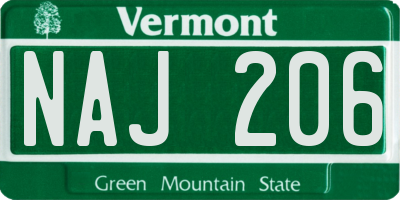 VT license plate NAJ206