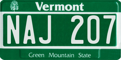 VT license plate NAJ207