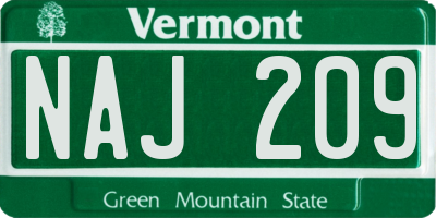 VT license plate NAJ209