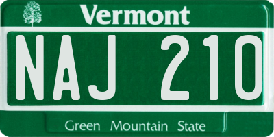 VT license plate NAJ210