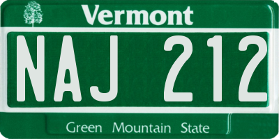 VT license plate NAJ212