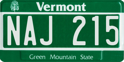 VT license plate NAJ215