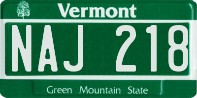 VT license plate NAJ218