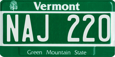 VT license plate NAJ220