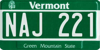 VT license plate NAJ221
