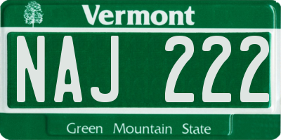 VT license plate NAJ222