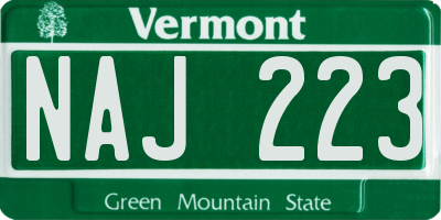 VT license plate NAJ223