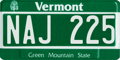VT license plate NAJ225
