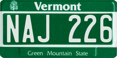 VT license plate NAJ226