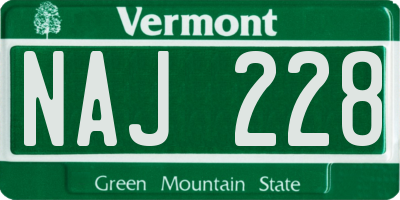 VT license plate NAJ228