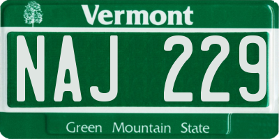 VT license plate NAJ229