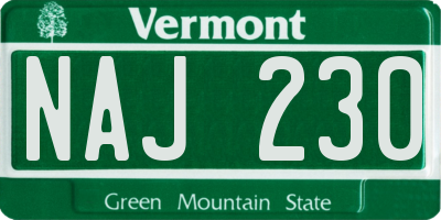 VT license plate NAJ230