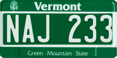 VT license plate NAJ233
