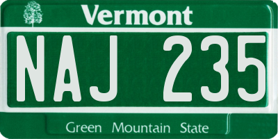 VT license plate NAJ235