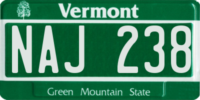 VT license plate NAJ238
