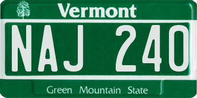 VT license plate NAJ240