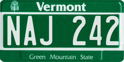 VT license plate NAJ242