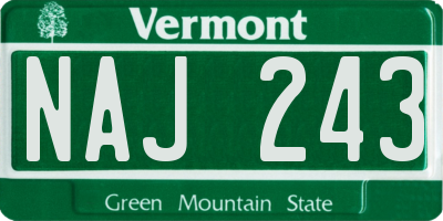 VT license plate NAJ243