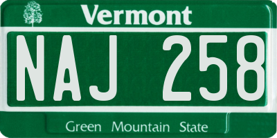 VT license plate NAJ258