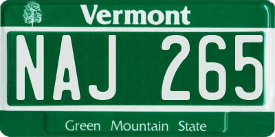 VT license plate NAJ265