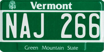 VT license plate NAJ266
