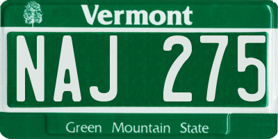 VT license plate NAJ275