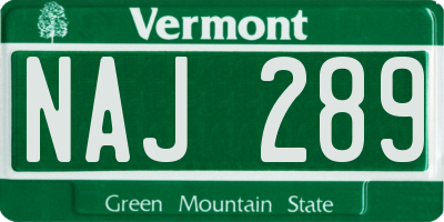 VT license plate NAJ289