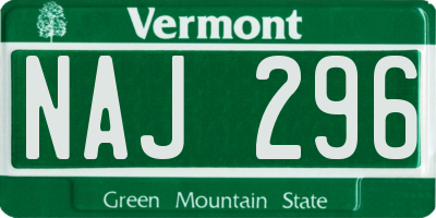 VT license plate NAJ296
