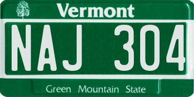 VT license plate NAJ304