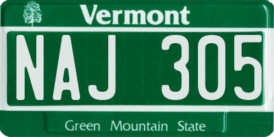 VT license plate NAJ305