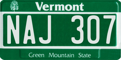 VT license plate NAJ307
