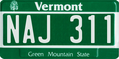 VT license plate NAJ311