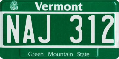 VT license plate NAJ312
