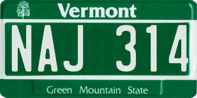VT license plate NAJ314