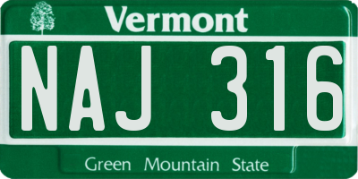 VT license plate NAJ316