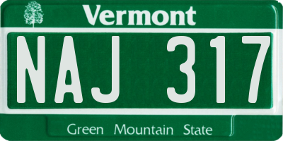 VT license plate NAJ317