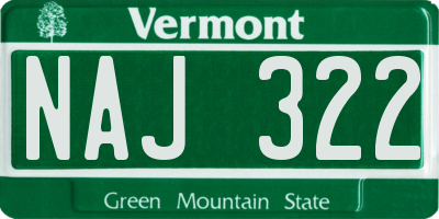 VT license plate NAJ322
