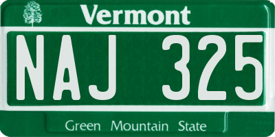VT license plate NAJ325