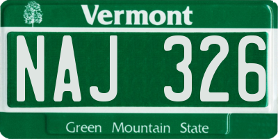 VT license plate NAJ326