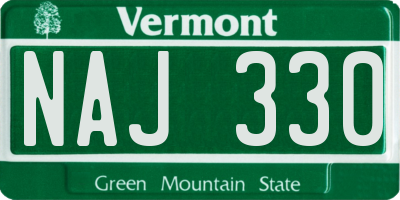 VT license plate NAJ330
