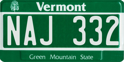 VT license plate NAJ332