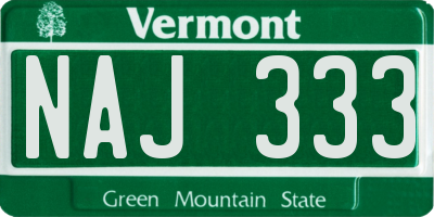 VT license plate NAJ333