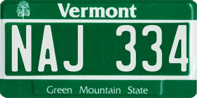 VT license plate NAJ334