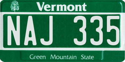 VT license plate NAJ335
