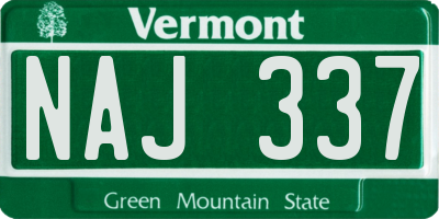 VT license plate NAJ337