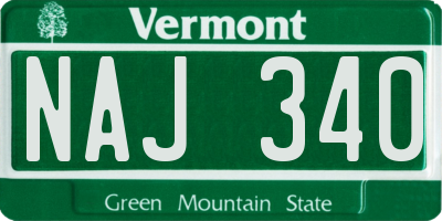 VT license plate NAJ340