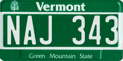 VT license plate NAJ343